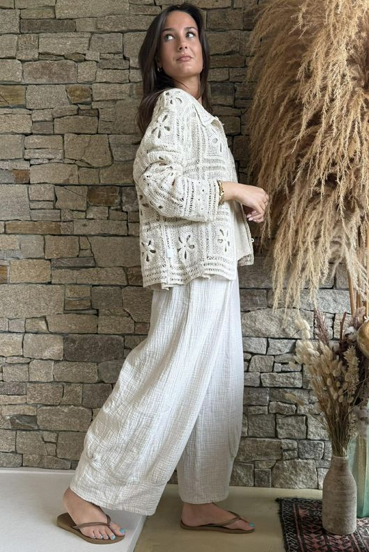 Trivento Patchwork Crochet Jacket Stone